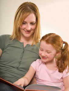 mom and daughter reading